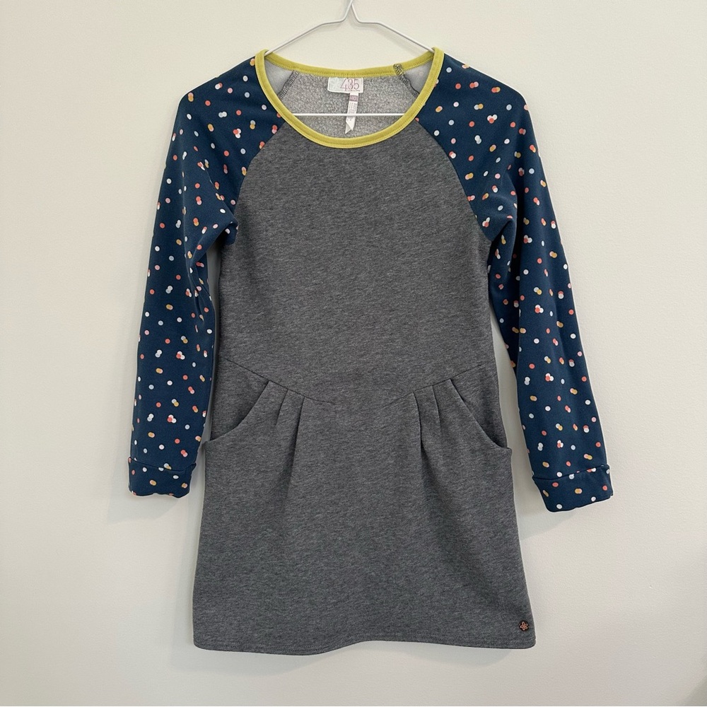 Matilda Jane Gray and Blue Long Sleeve Sweatshirt Dress with Crew Neck size 10